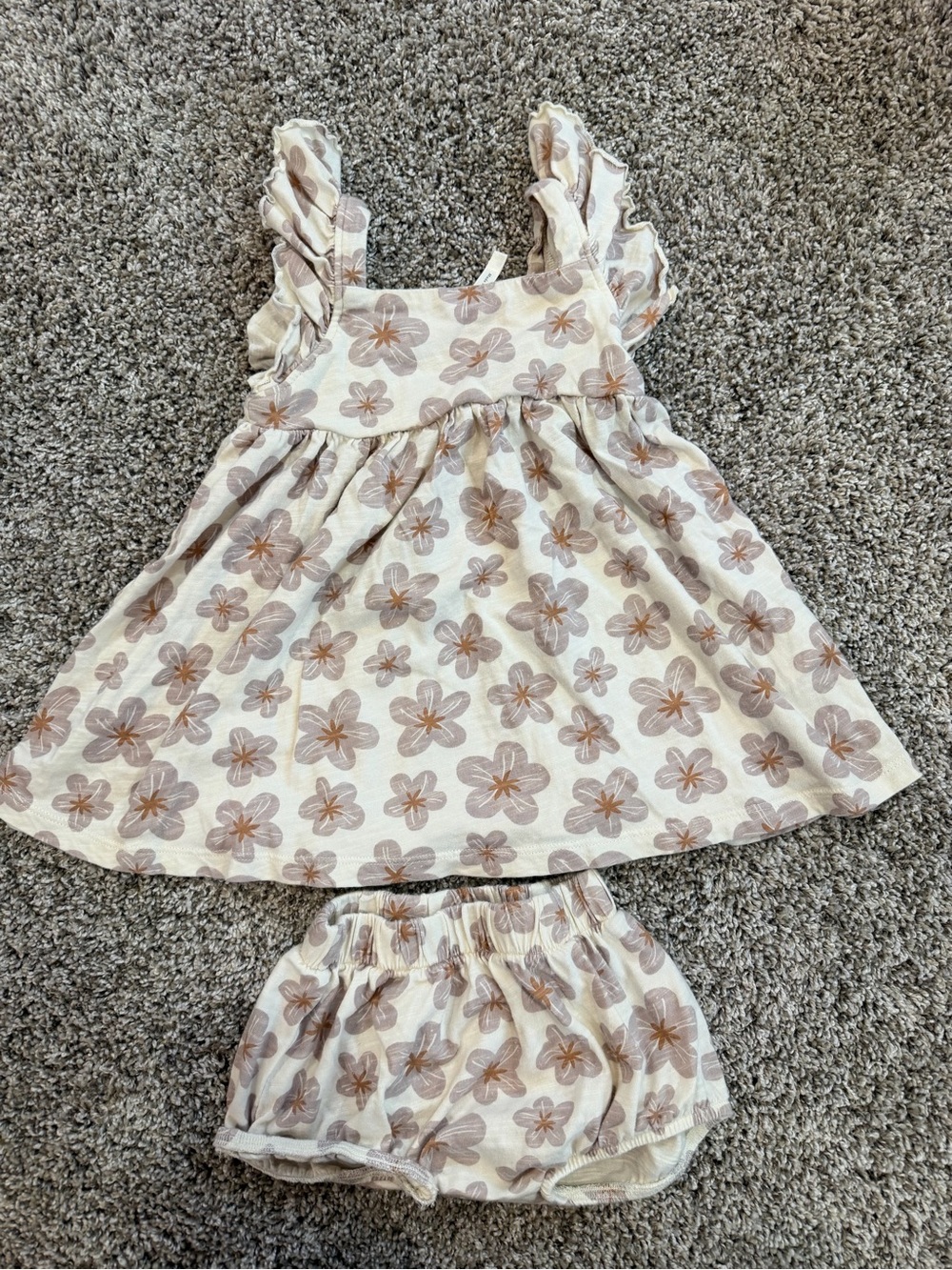 Rylee + Cru Cream Floral Ruffle Top and Bloomers Set